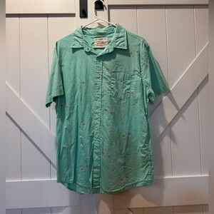 Urban Pipeline Mint Green with Flamingos, Casual Button Down Shirt